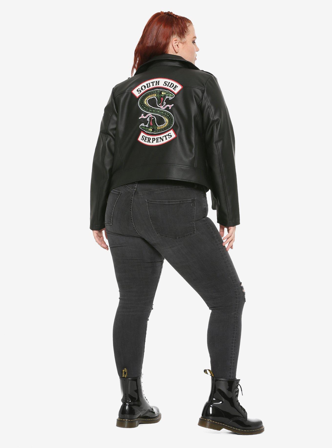 Riverdale Southside Serpents Faux Leather Girls Jacket Plus Size Hot Topic Exclusive, BLACK, alternate