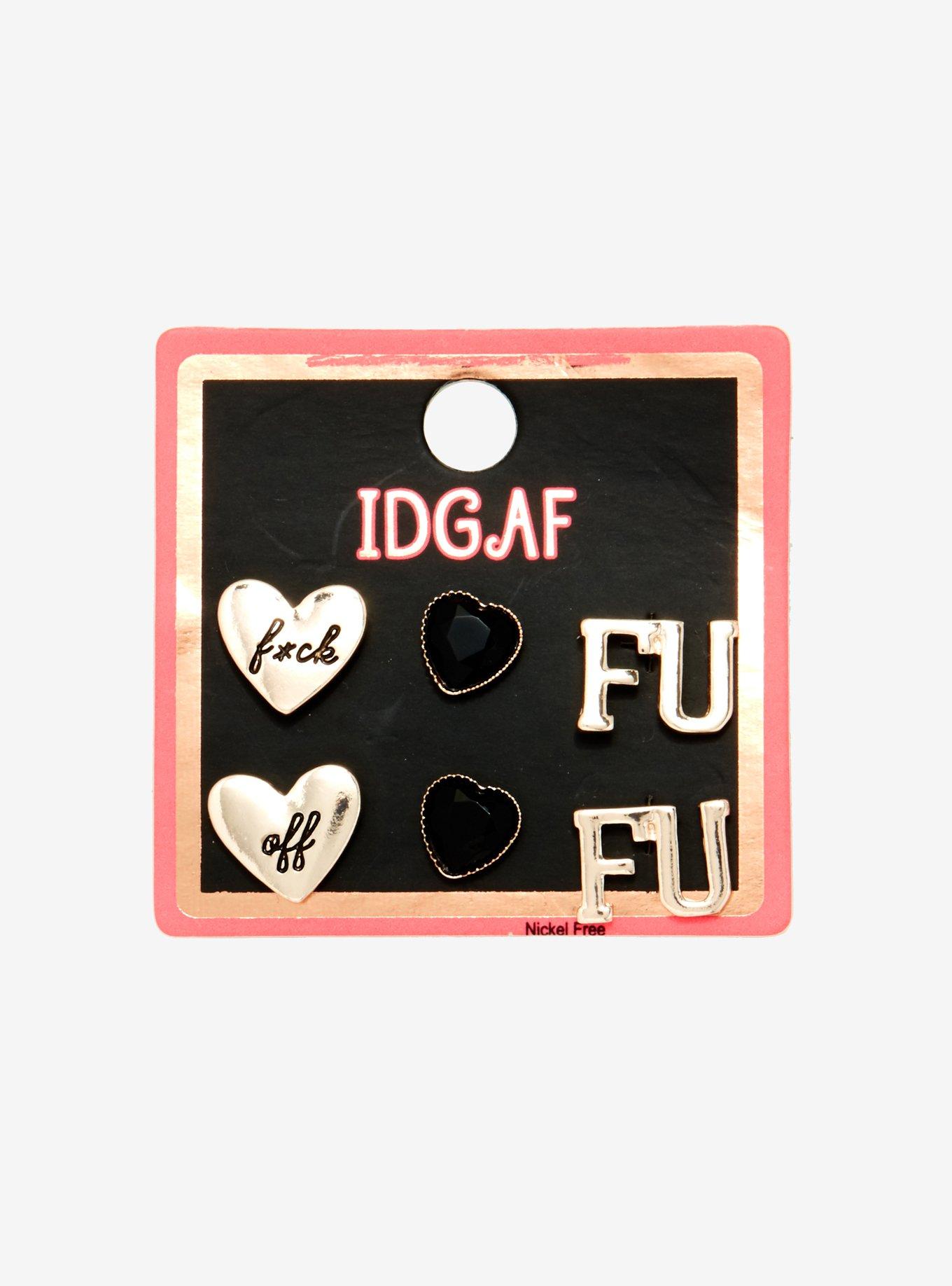 IDGAF Earring Set, , alternate