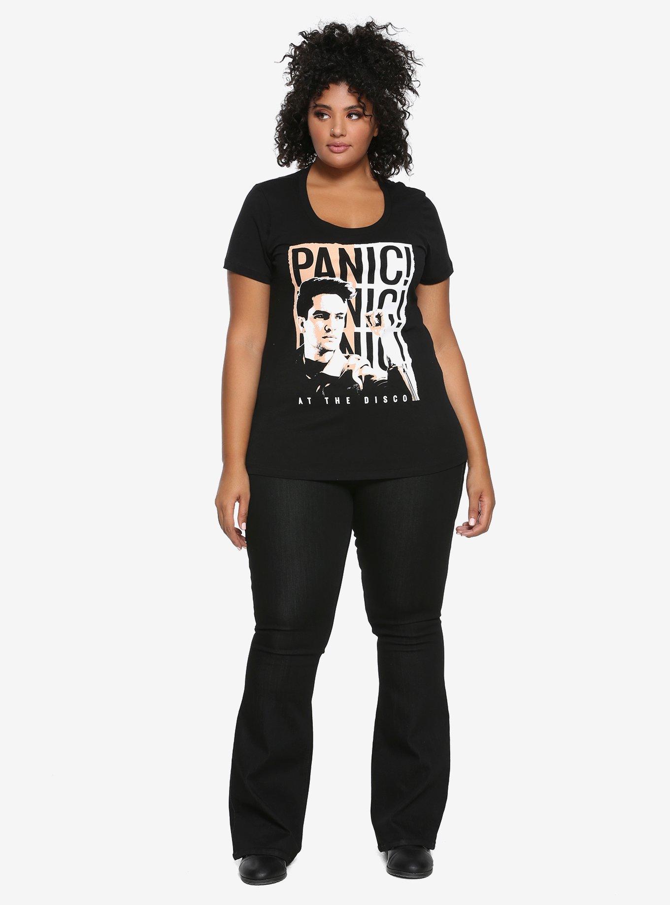 Panic! At The Disco Brendon Monochrome Girls T-Shirt Plus Size, , hi-res