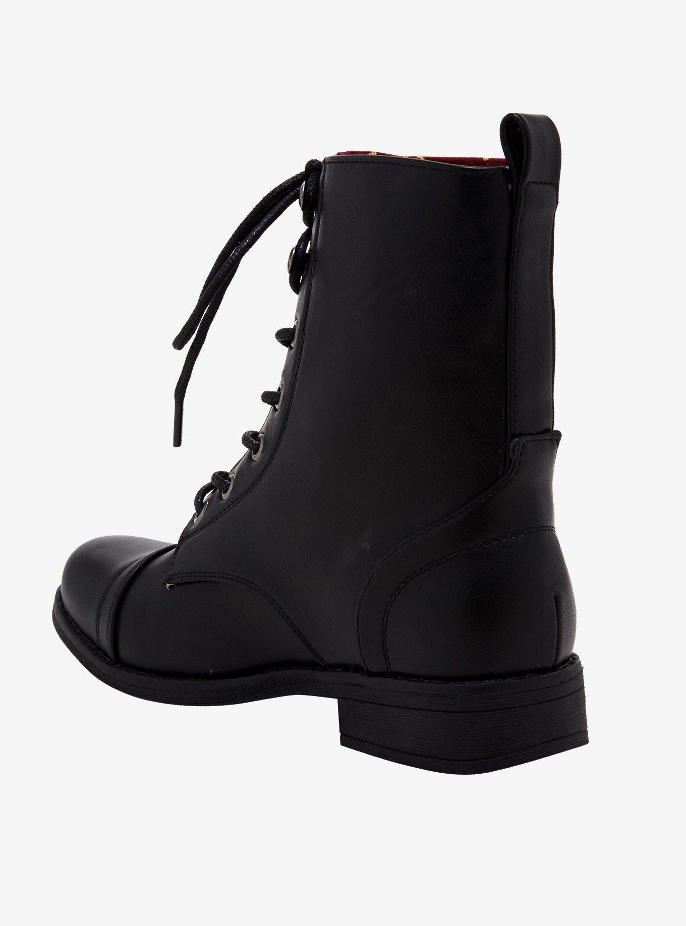 Harry Potter Wizard Print Fold-Over Combat Boots, , alternate