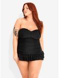 Black One-Piece Ruffle Skirt Swimsuit Plus Size, , alternate