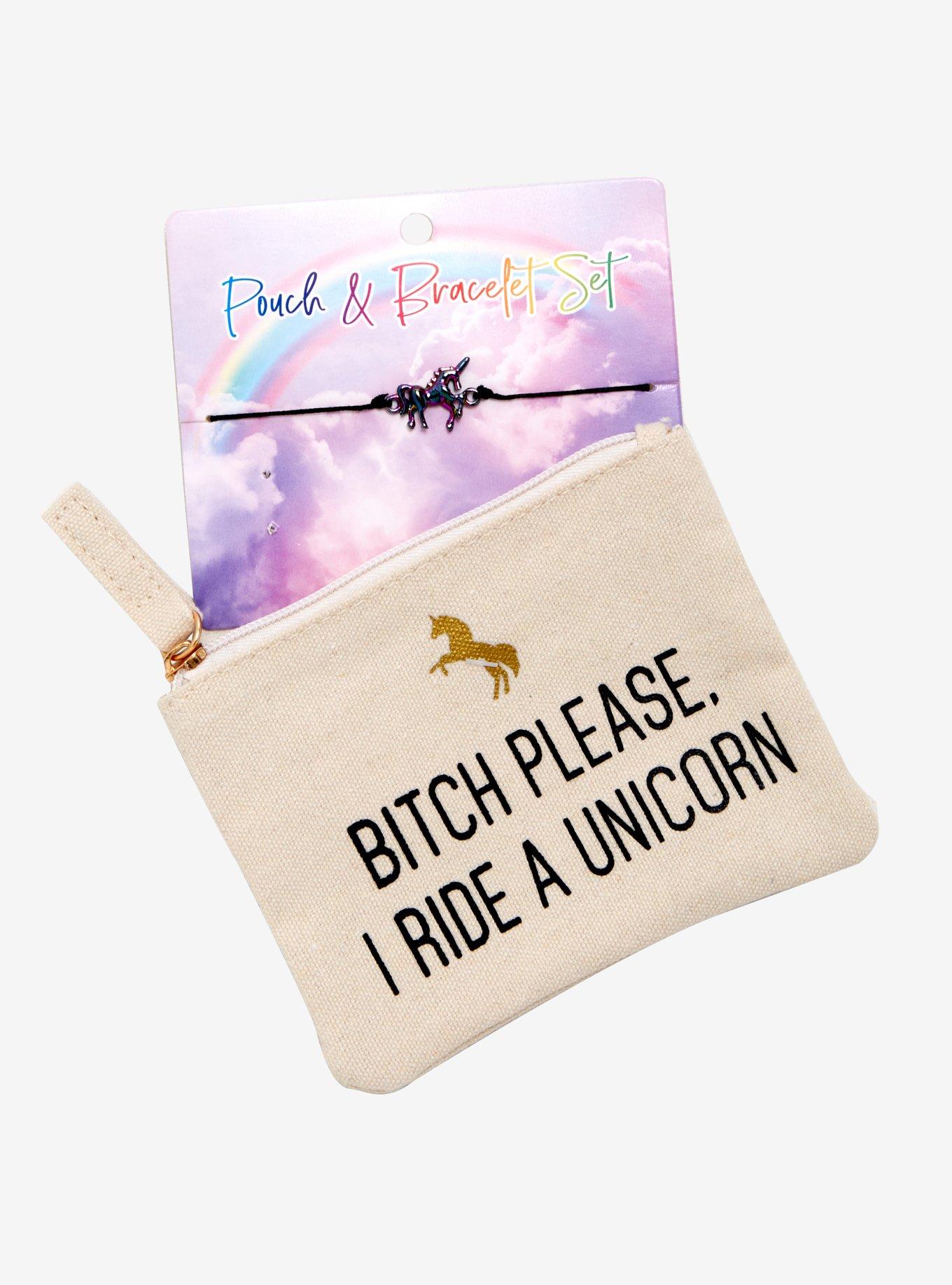 Please I Ride A Unicorn Bracelet & Pouch Set, , alternate
