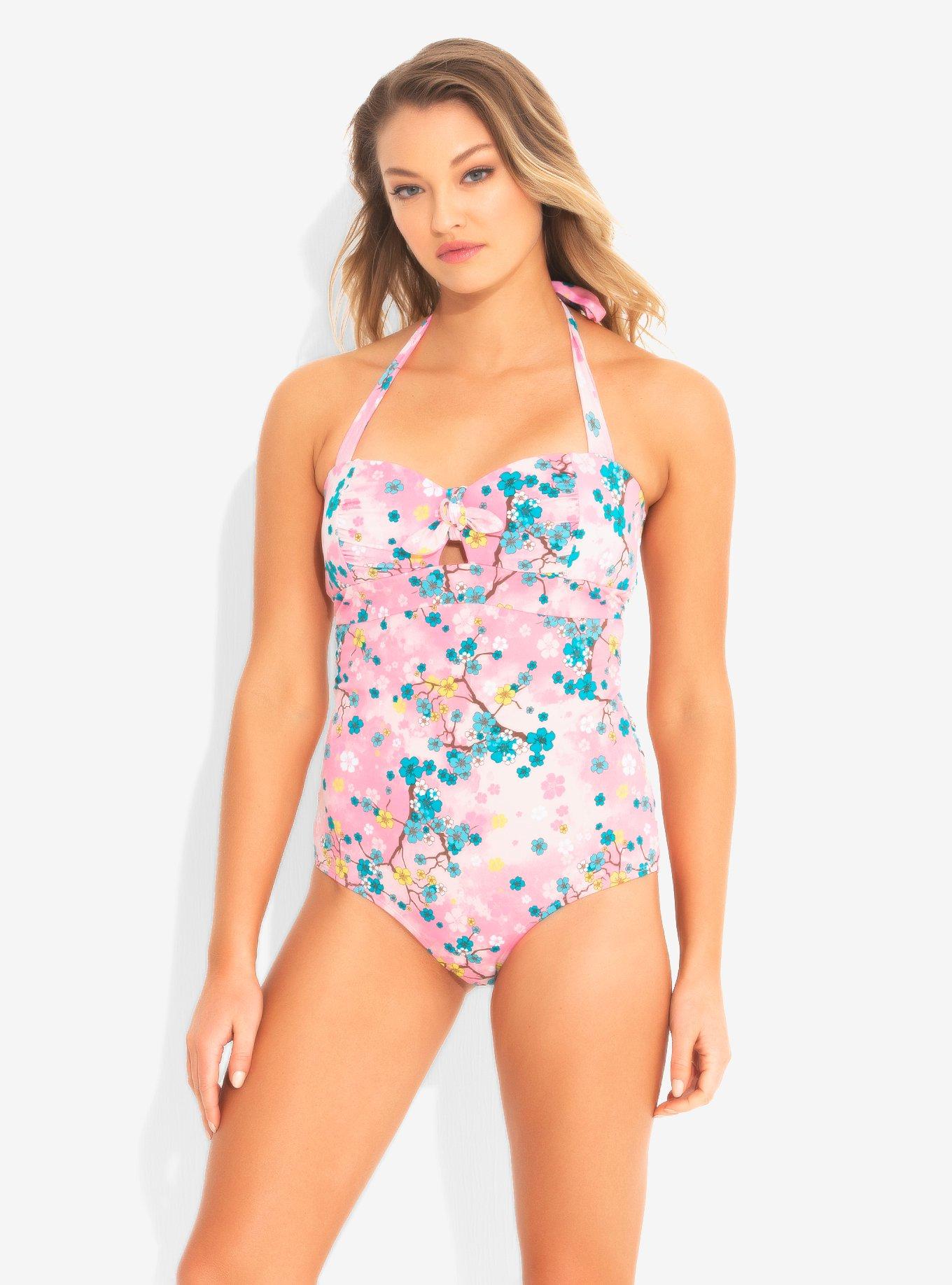 Cherry Blossom Swimsuit, PINK, alternate