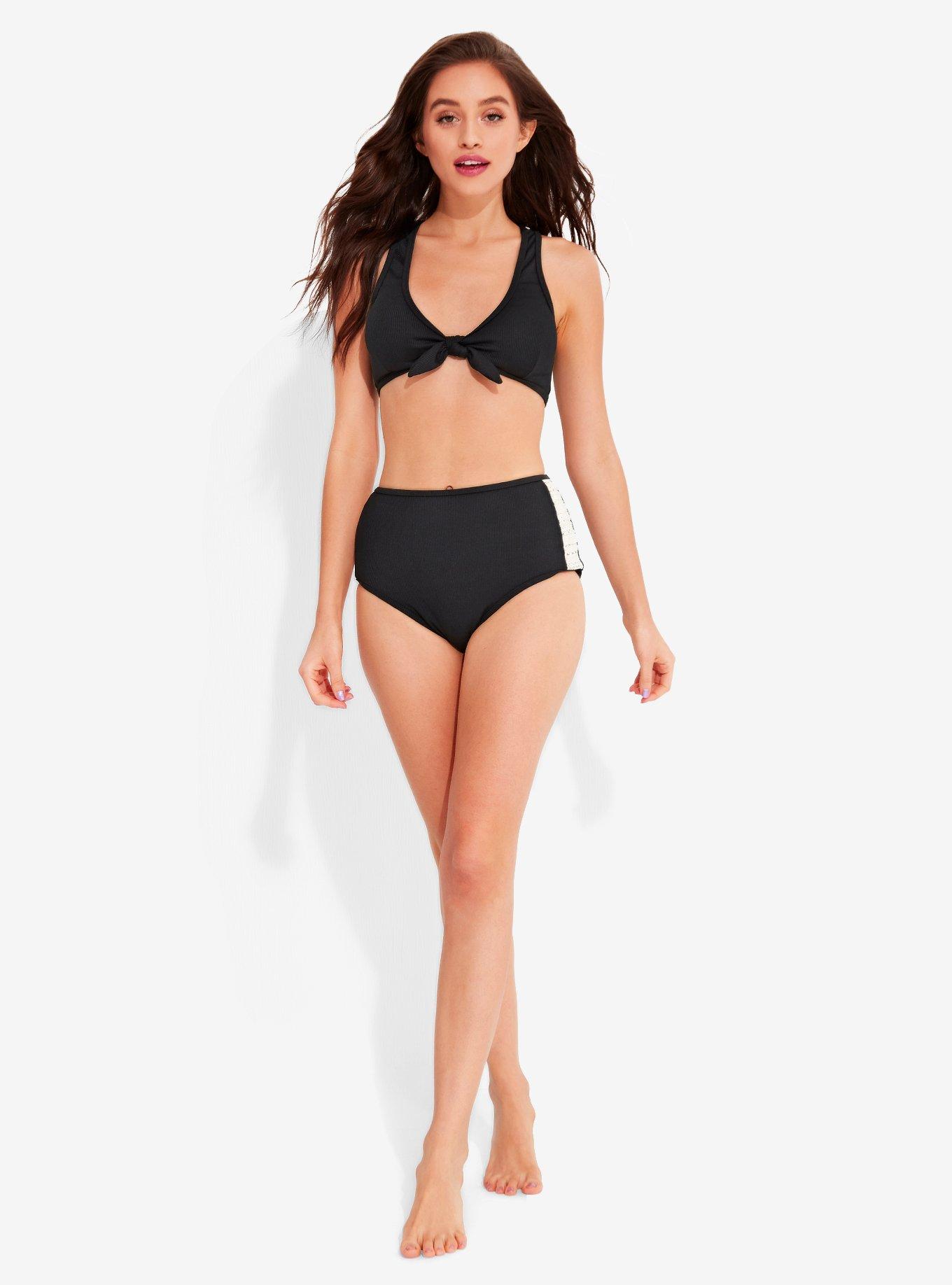 Crochet Skull Swim Bottoms, BLACK  WHITE, alternate