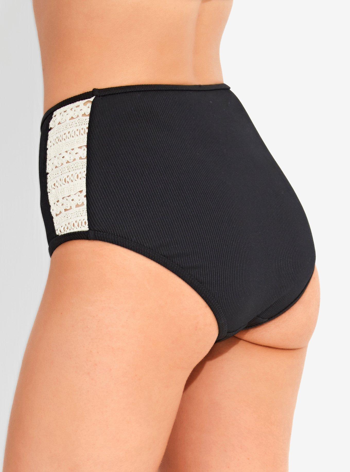 Crochet Skull Swim Bottoms, BLACK  WHITE, alternate