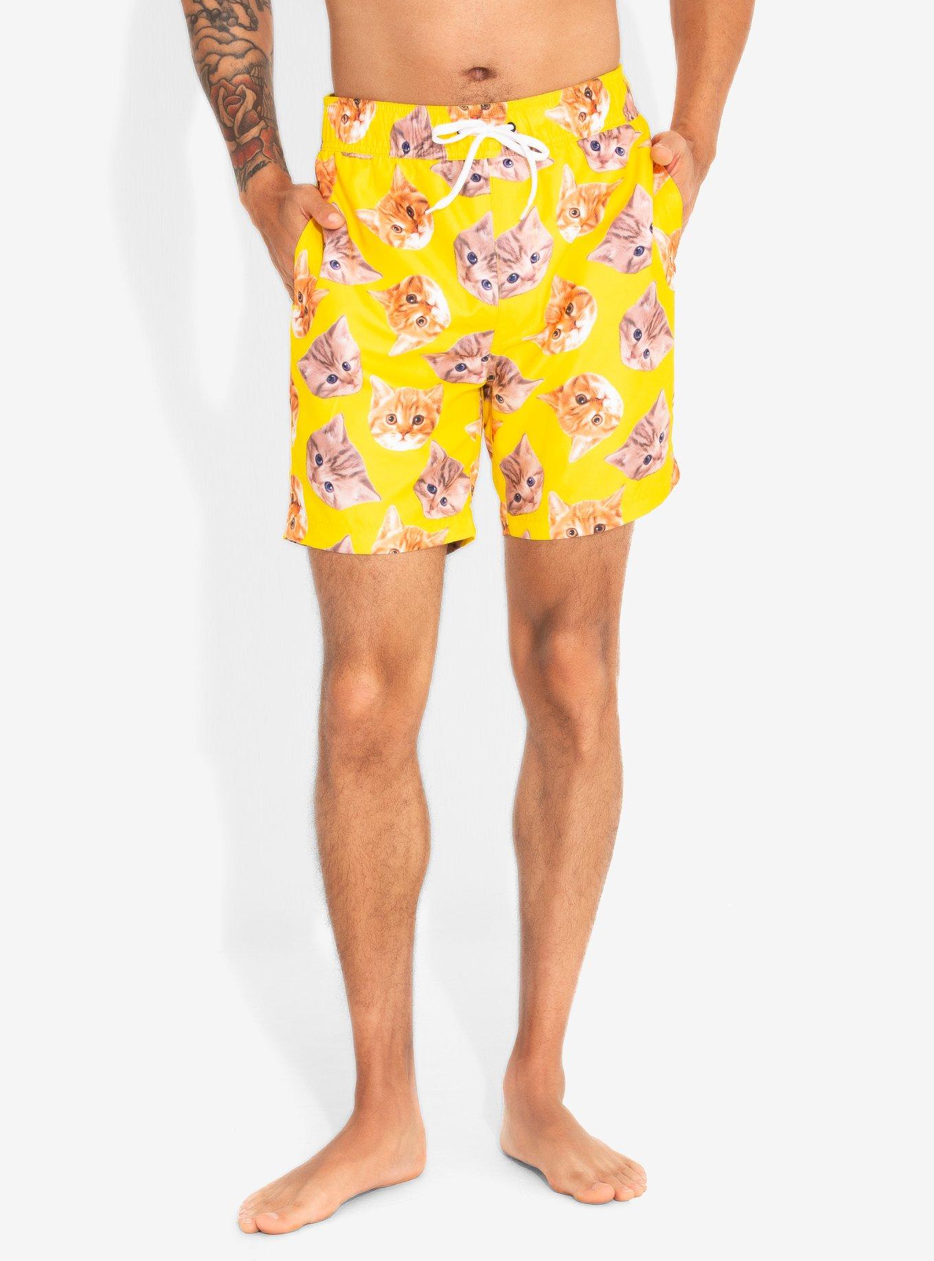 Yellow Cats Swim Trunks, YELLOW, alternate