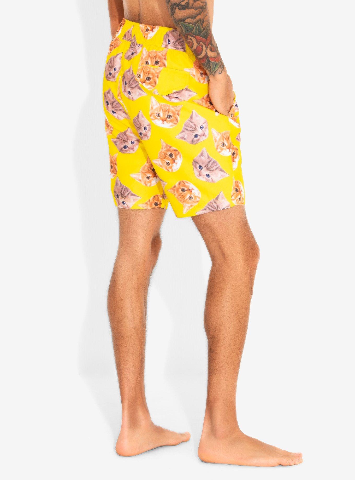 Yellow Cats Swim Trunks, YELLOW, alternate