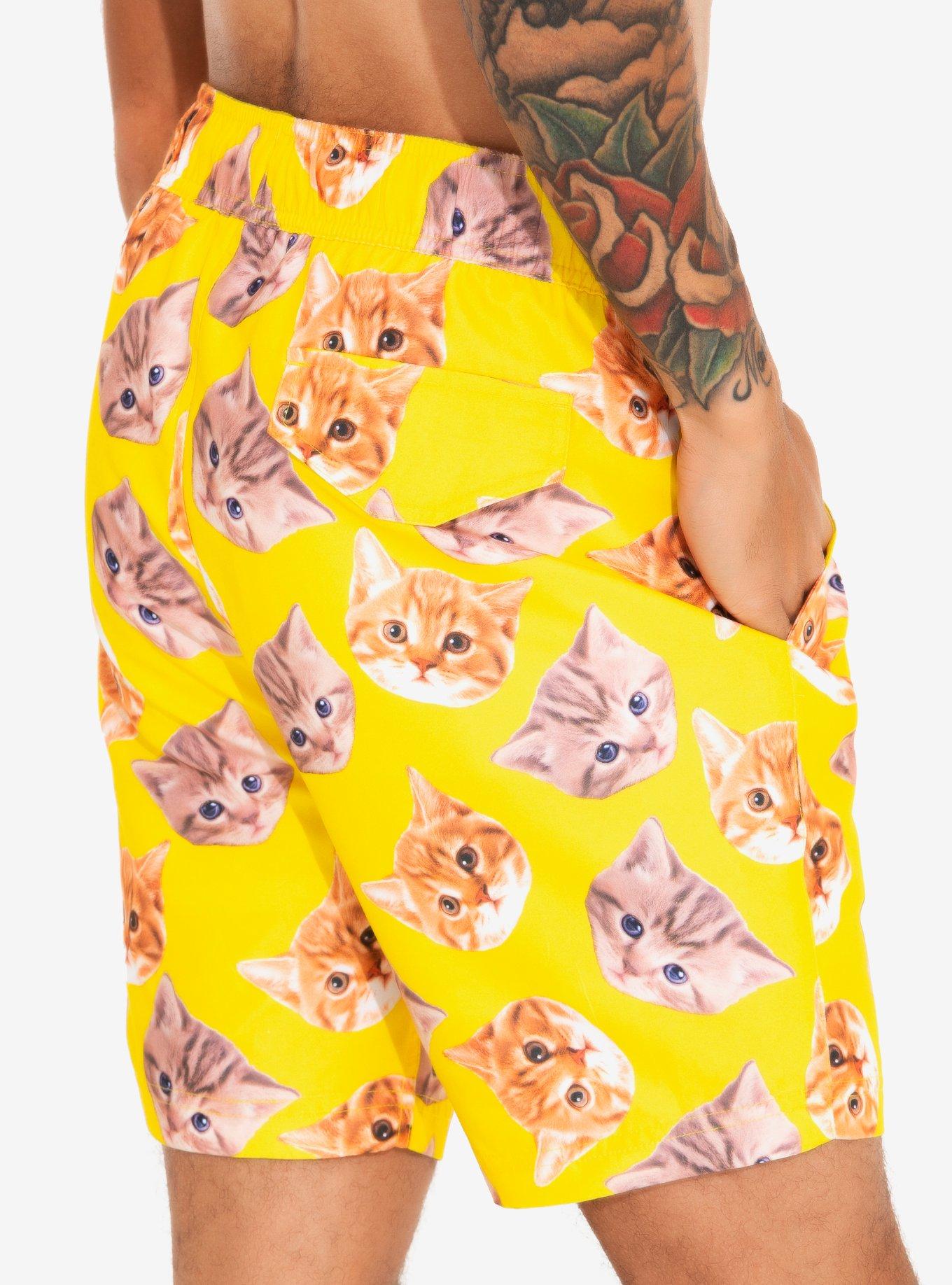 Yellow Cats Swim Trunks, YELLOW, alternate