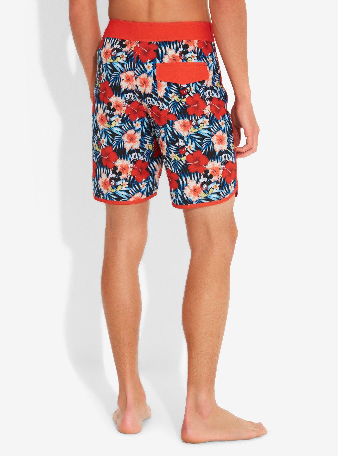 Disney Mickey Mouse Hibiscus Print Swim Trunks, , alternate