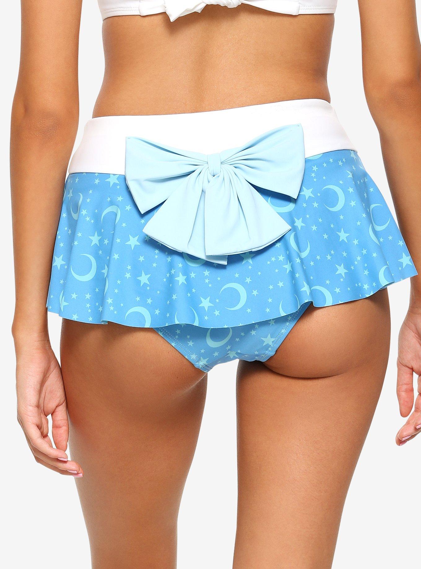 Sailor Moon Sailor Mercury Cosplay Skirted Swim Bottoms, BLUE, alternate