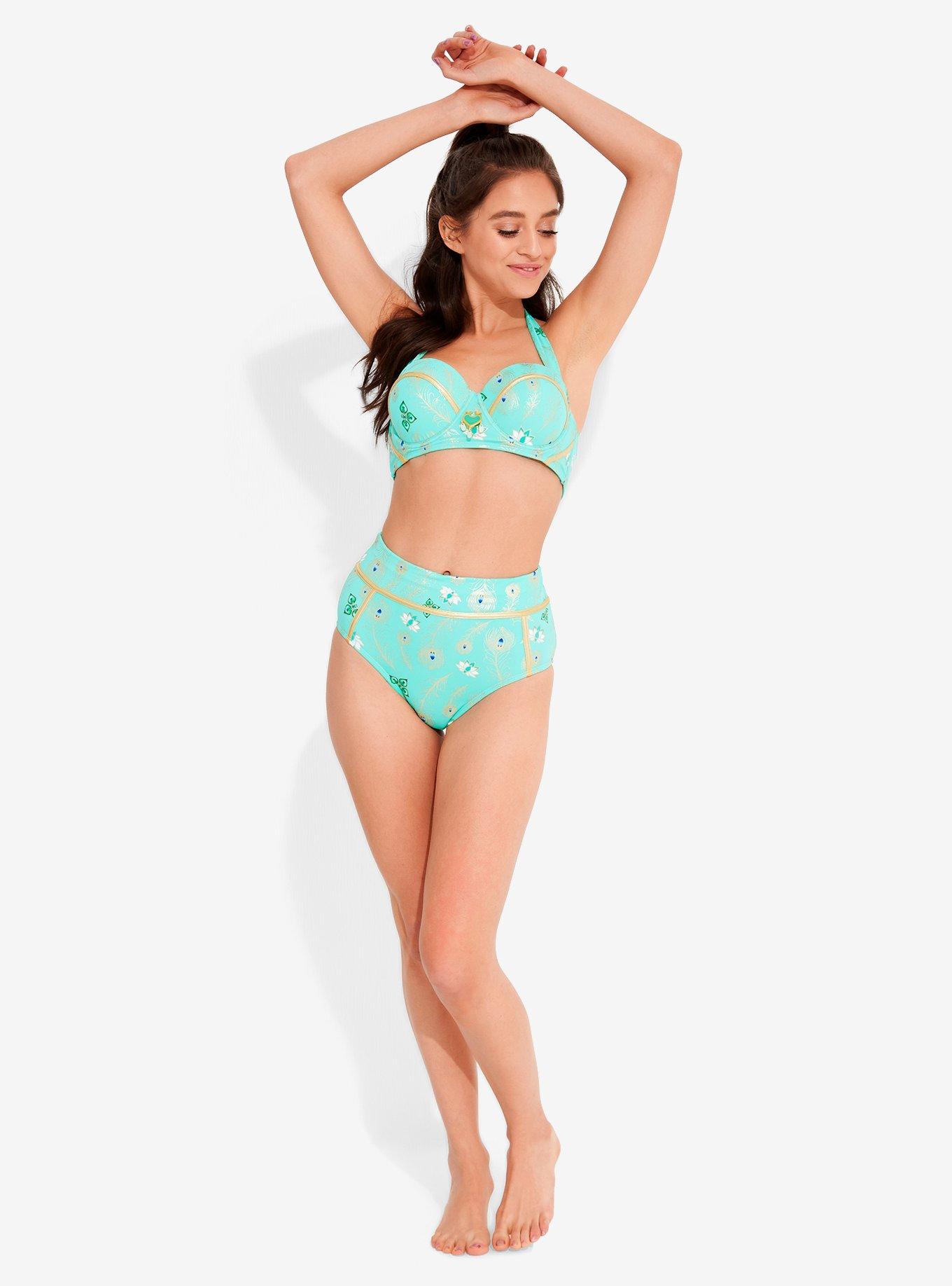 Disney Aladdin Jasmine Peacock Swim Top, TURQUOISE, alternate