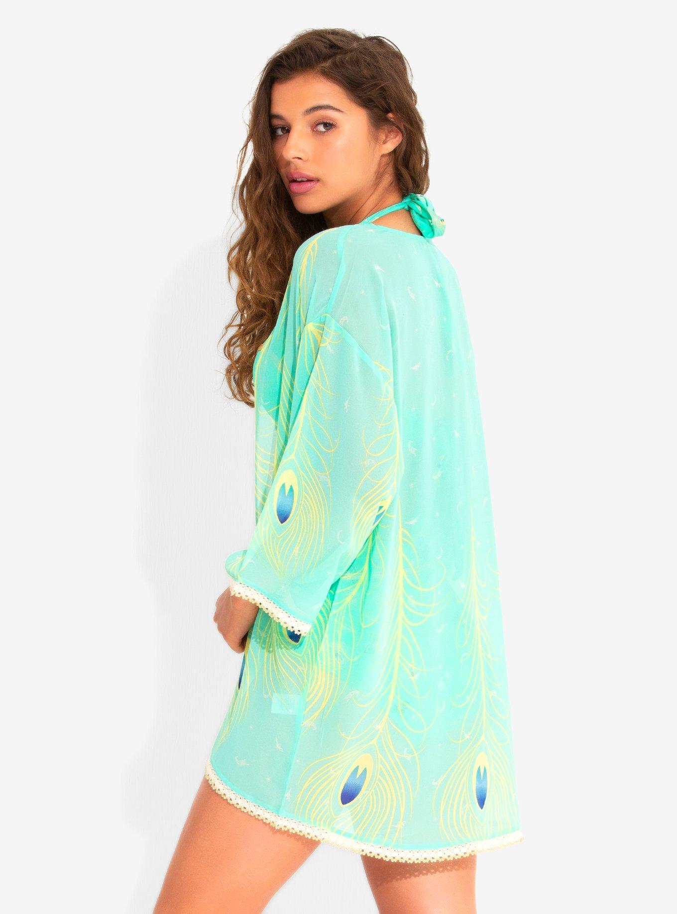 Disney Aladdin Jasmine Peacock Kimono, TURQUOISE, alternate