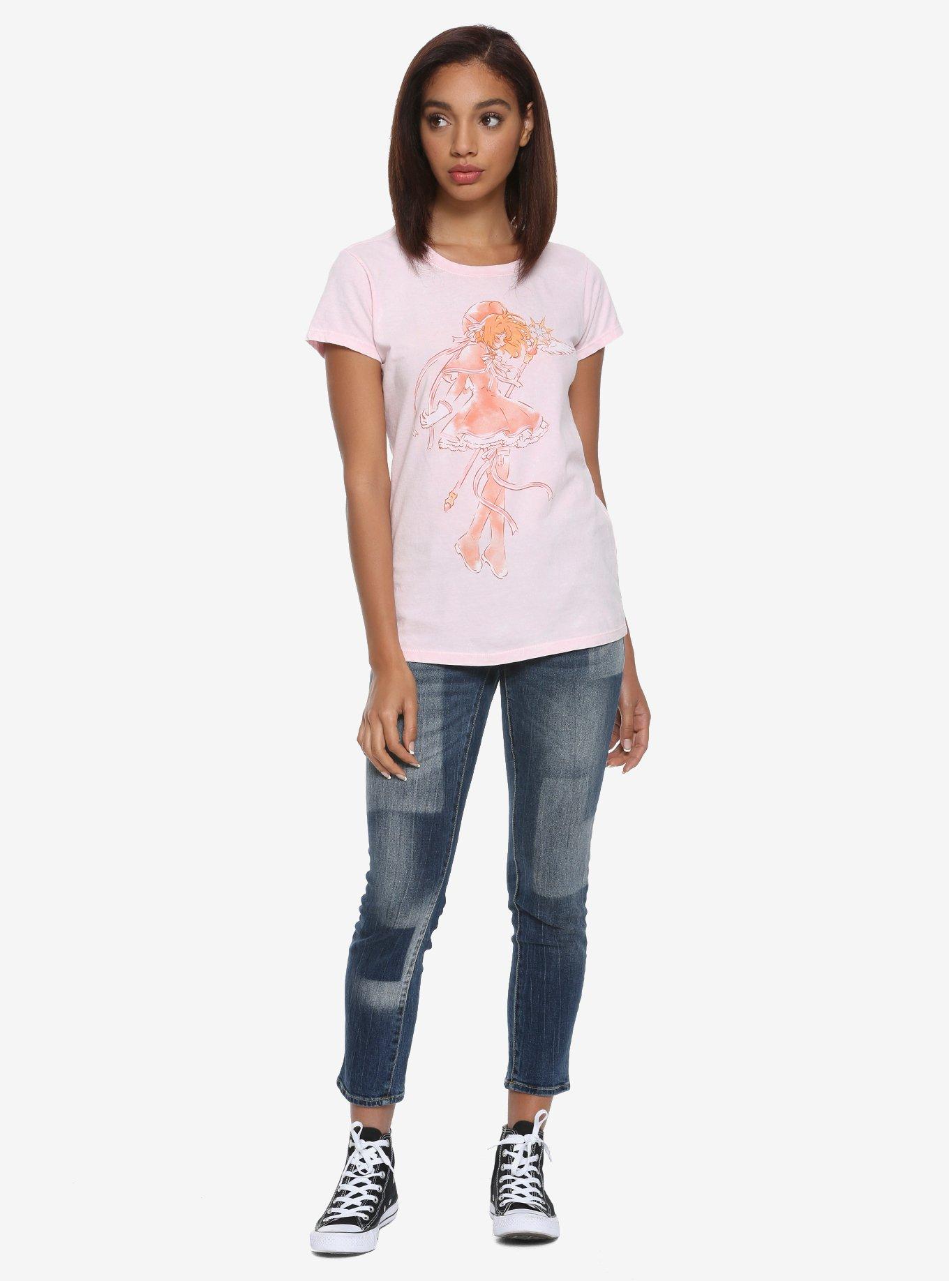 Cardcaptor Sakura Watercolor Sakura With Wand Girls T-Shirt, , alternate