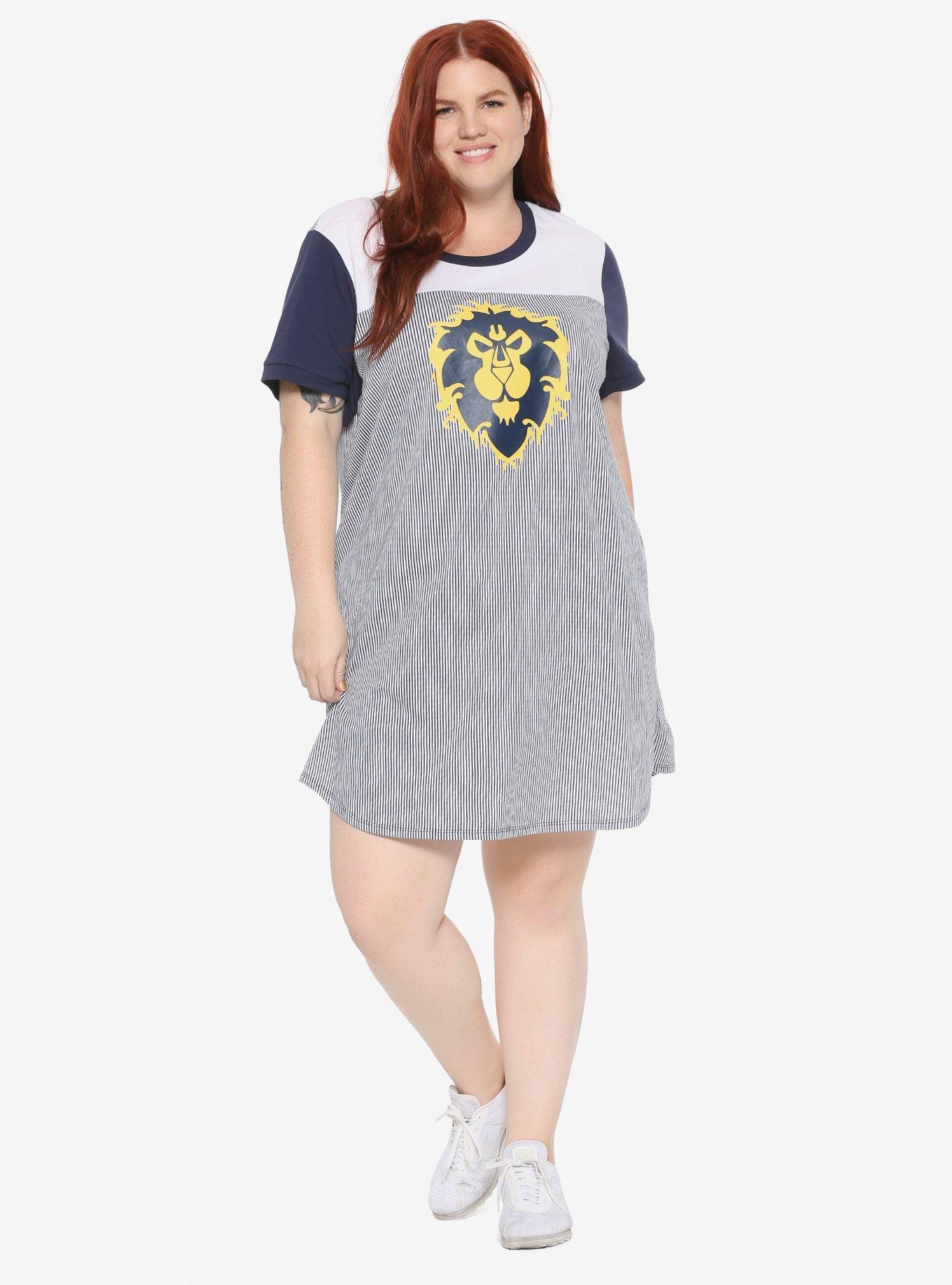 World Of Warcraft Alliance Striped T-Shirt Dress Plus Size, , alternate