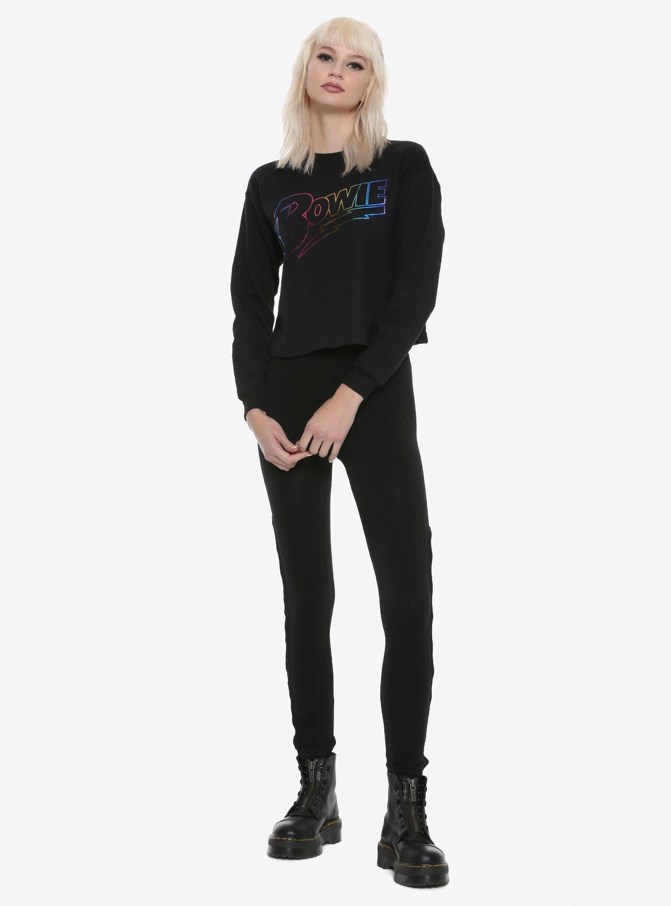 David Bowie Rainbow Foil Girls Crop Sweatshirt, , alternate
