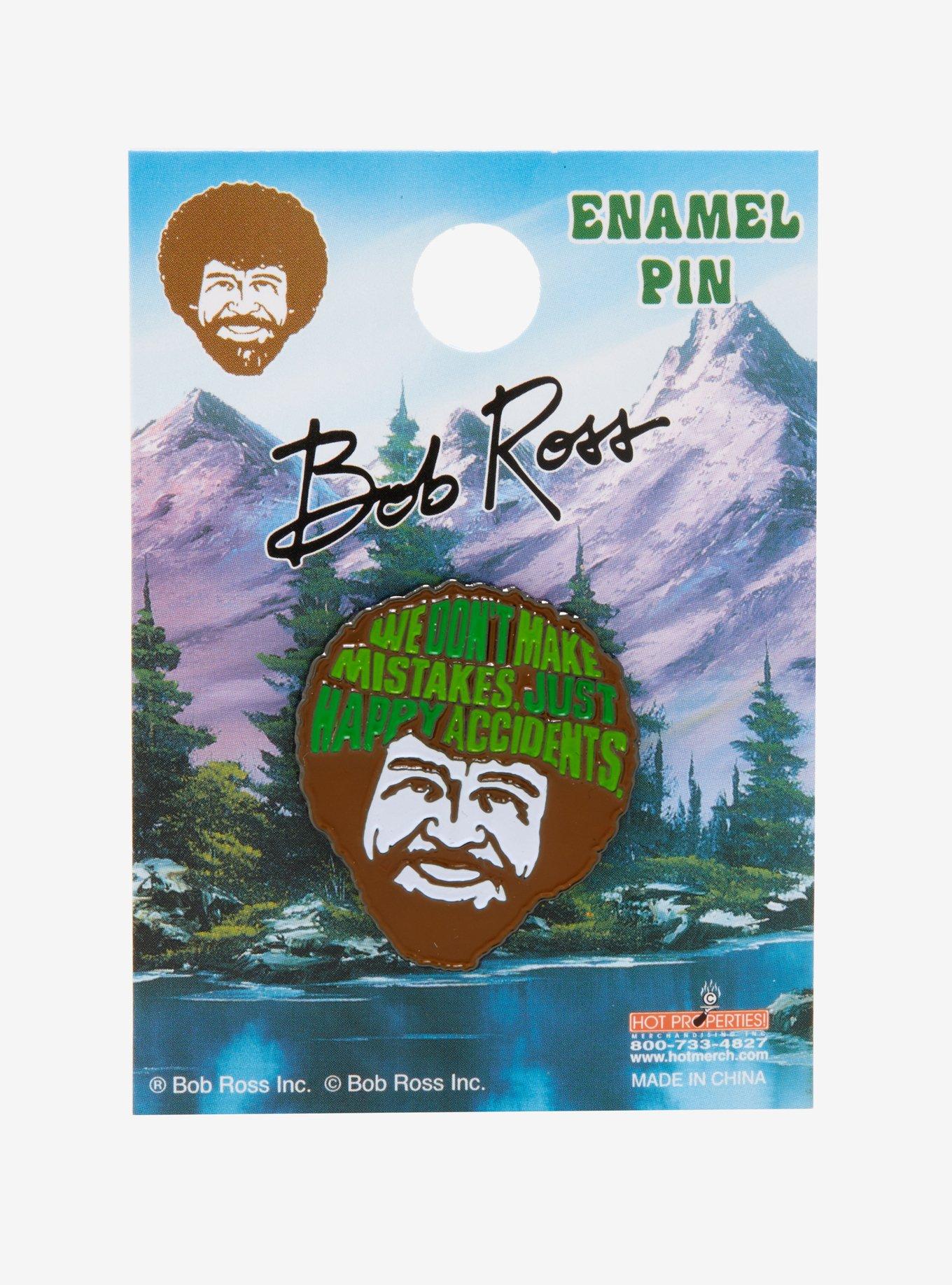 Bob Ross Face Happy Accidents Enamel Pin, , alternate