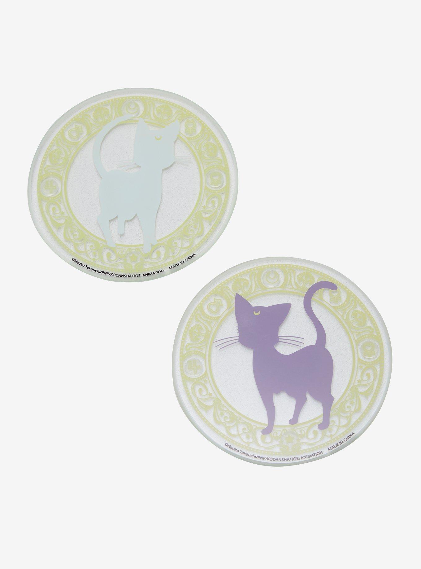 Sailor Moon Luna & Artemis Glass Coaster Set - BoxLunch Exclusive, , alternate