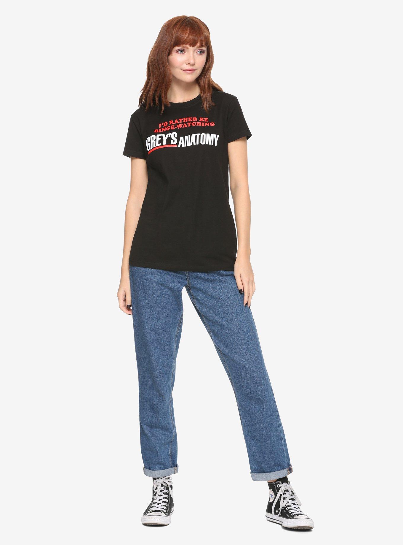 Grey's Anatomy I'd Rather Be Binge Watching Girls T-Shirt, , alternate