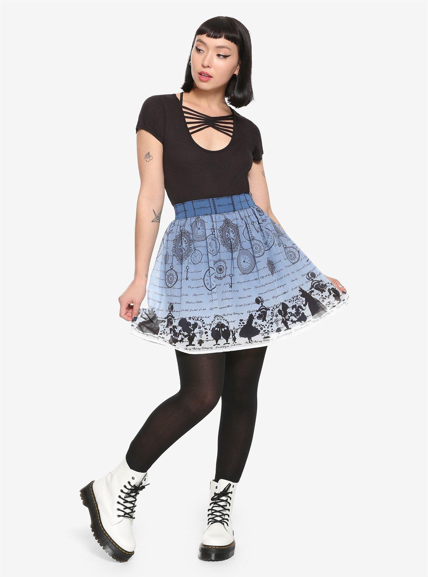 Her Universe Disney Alice In Wonderland Clock Skirt, , alternate