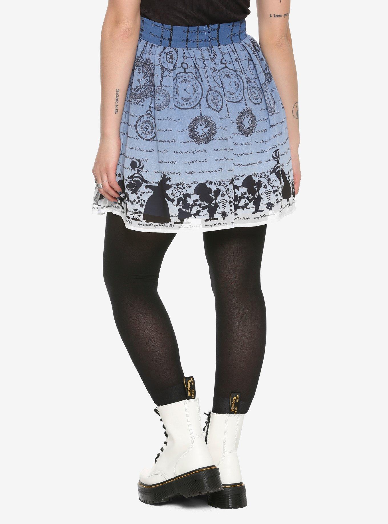 Her Universe Disney Alice In Wonderland Clock Skirt, , alternate