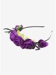 Purple Roses & Antlers Headband, , alternate