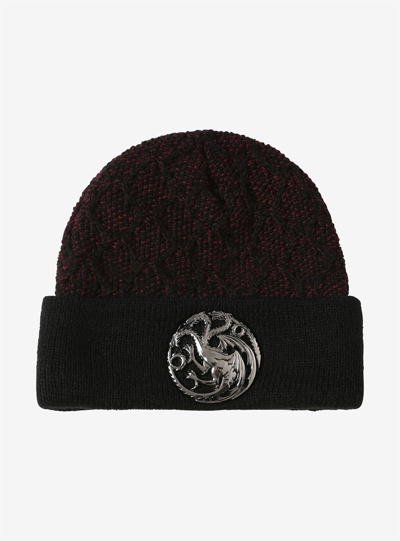 Game Of Thrones House Targaryen Metal Dragon Watchman Beanie, , alternate
