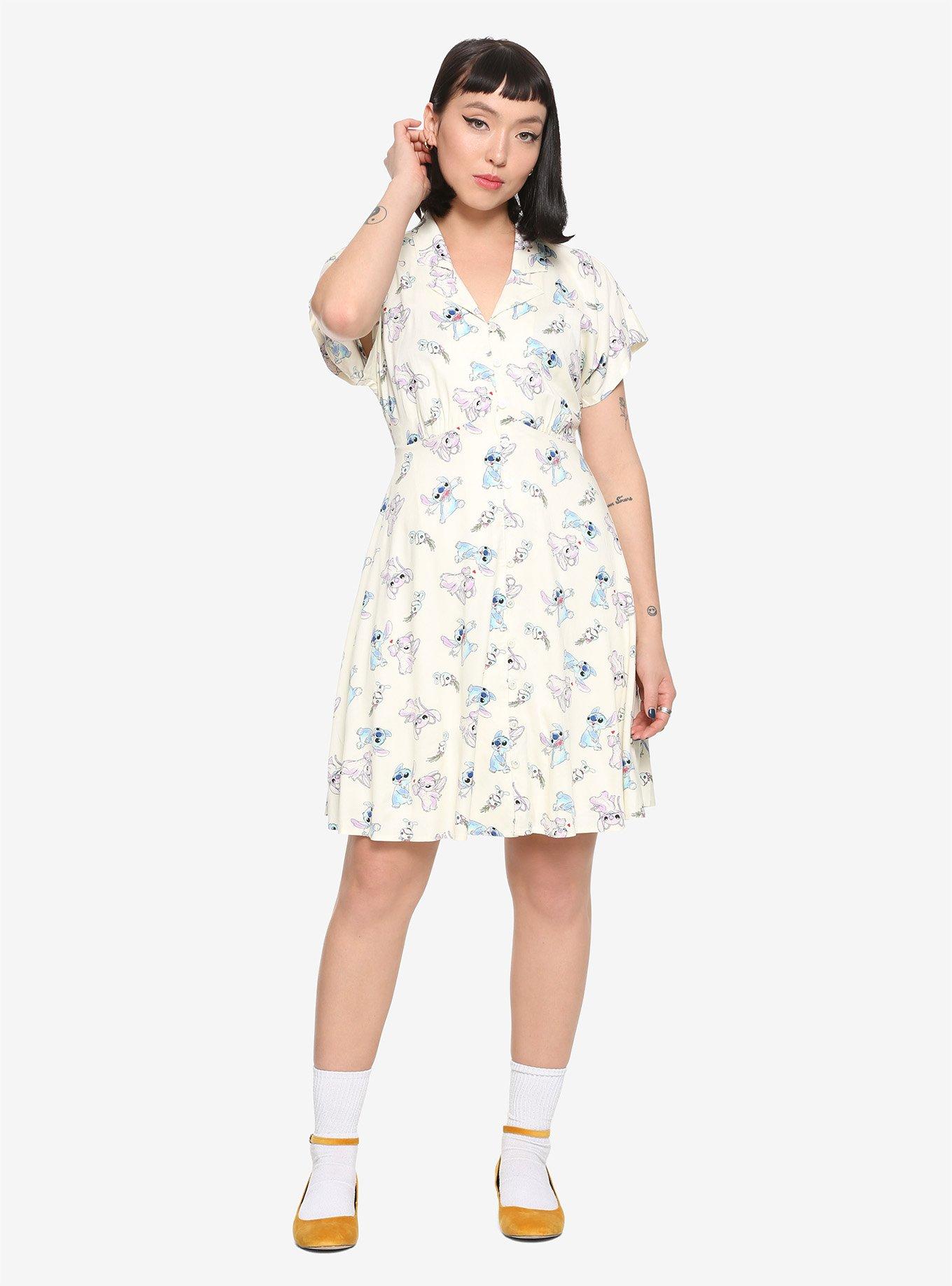 Disney Lilo & Stitch Angel & Stitch Button Front Collar Dress, , alternate