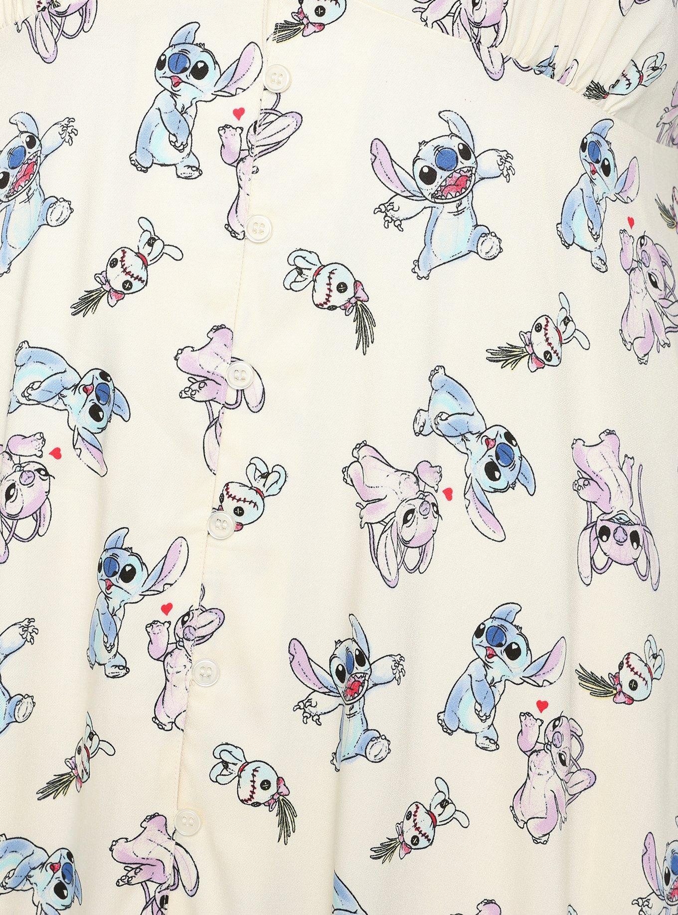 Disney Lilo & Stitch Angel & Stitch Button Front Collar Dress Plus Size, , alternate