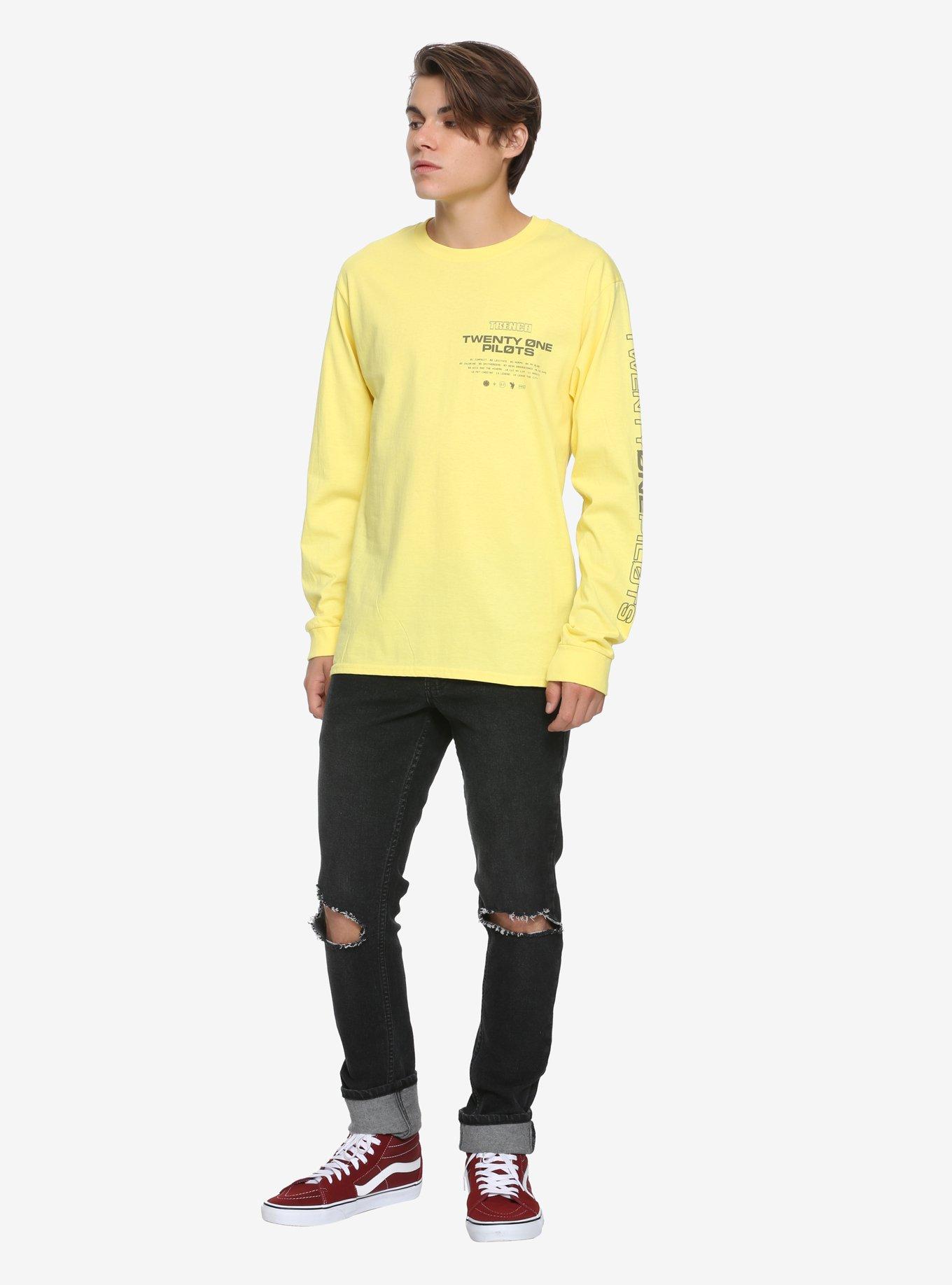 Twenty One Pilots Repeat Logo Long-Sleeve T-Shirt Hot Topic Exclusive, YELLOW, alternate