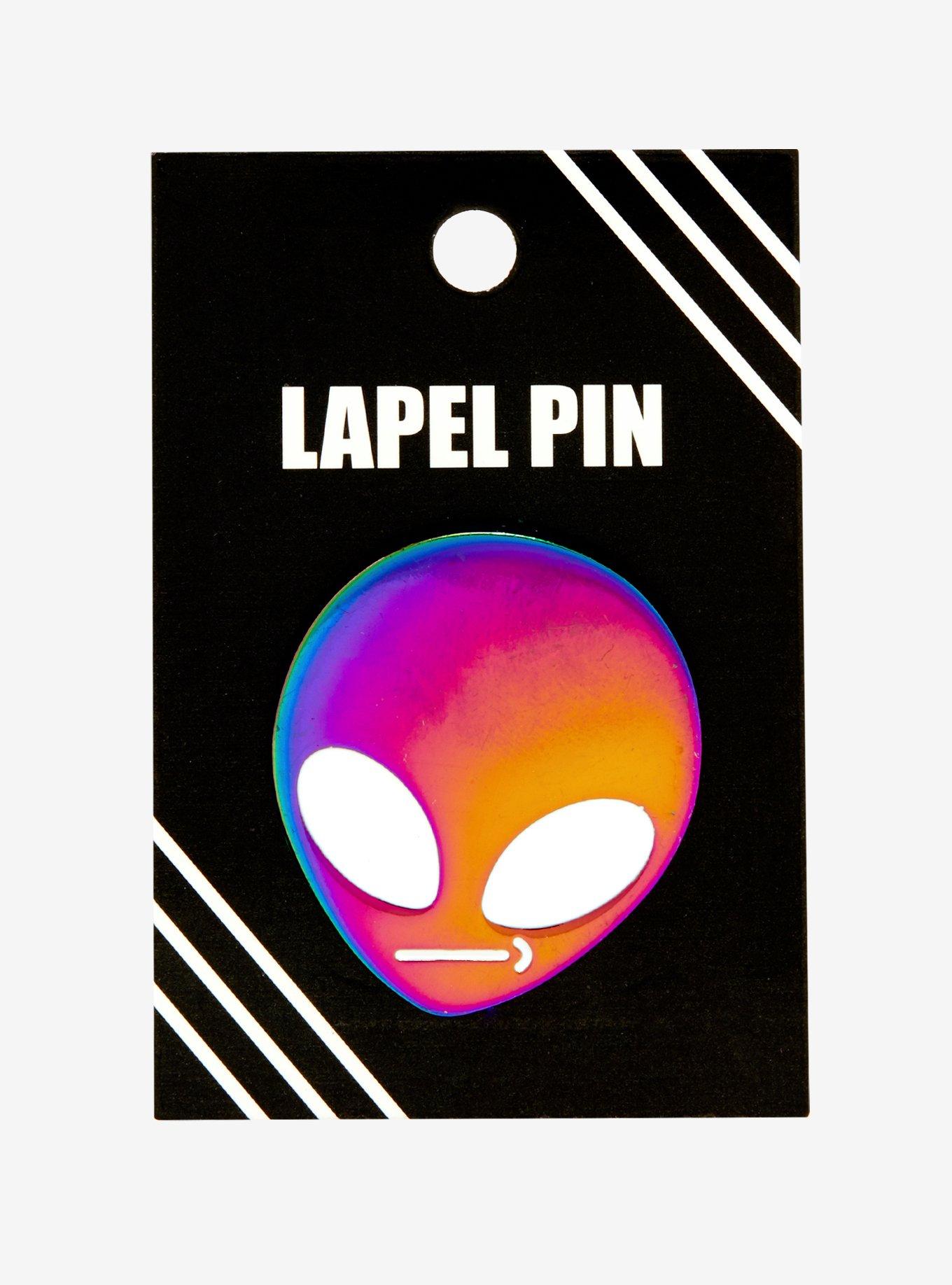 Alien Face Anodized Enamel Pin, , alternate