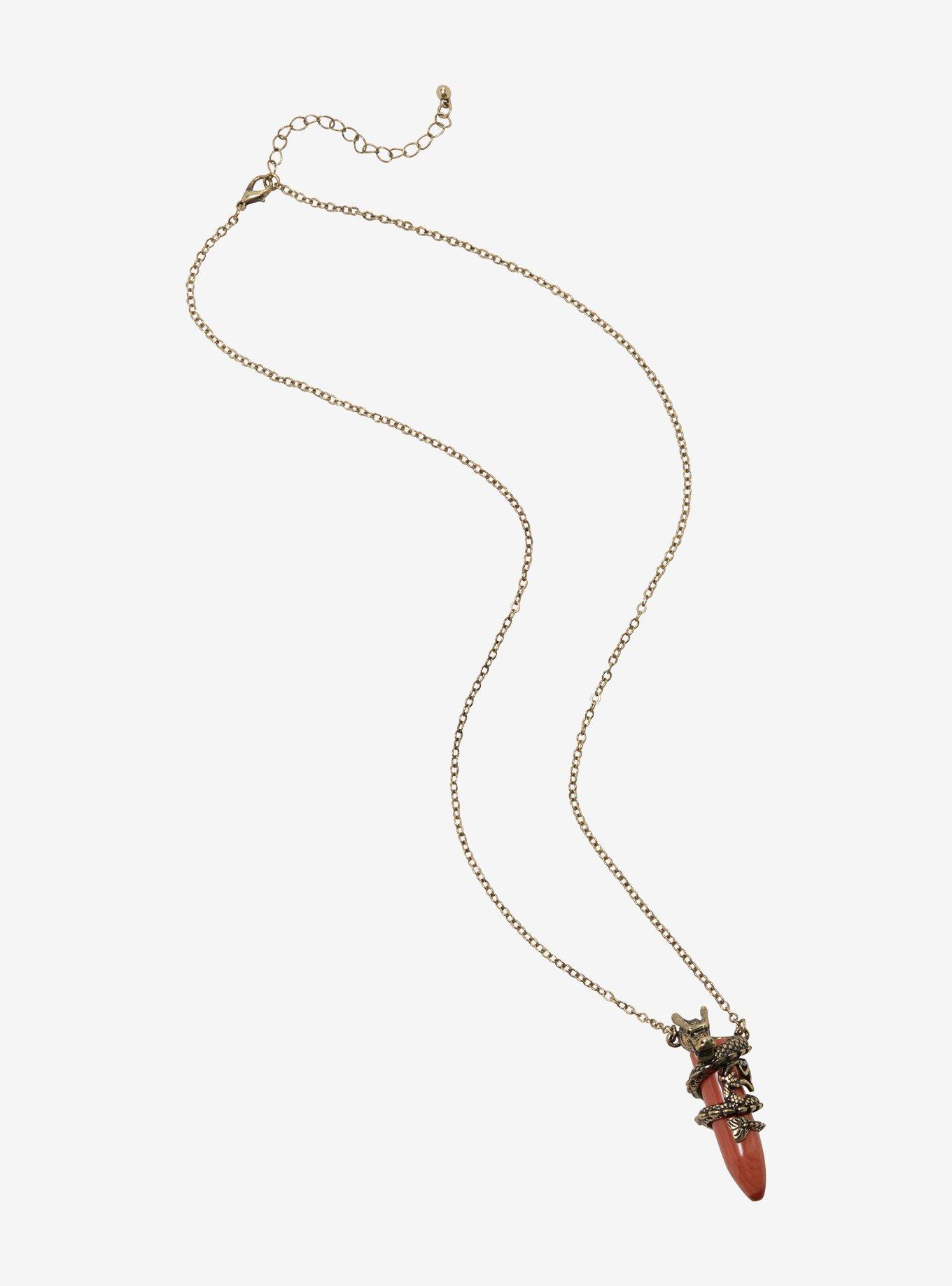 Blood Jasper Dragon Crystal Pendant Necklace, , alternate