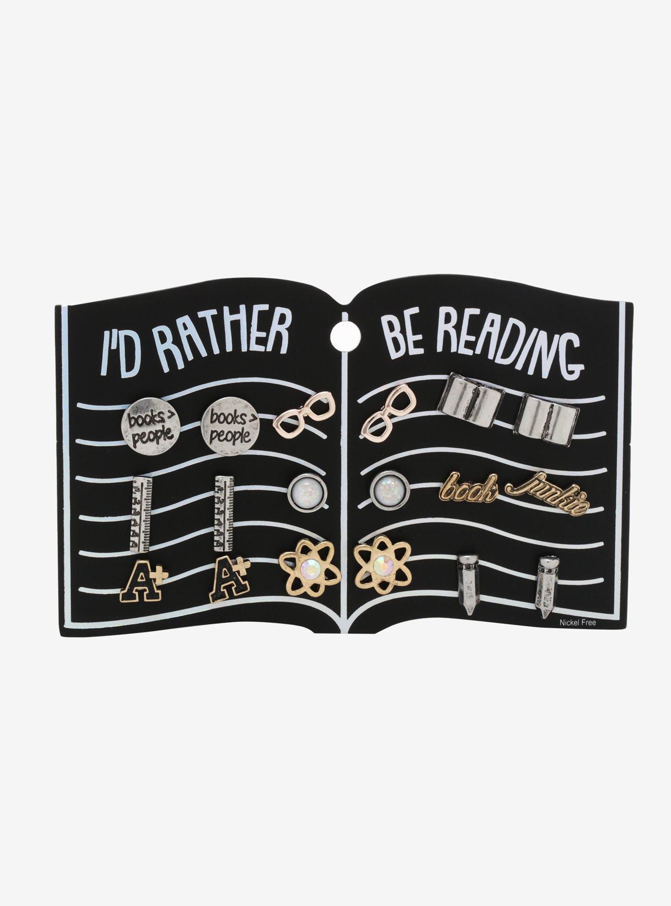 I'd Rather Be Reading Earring Set, , alternate