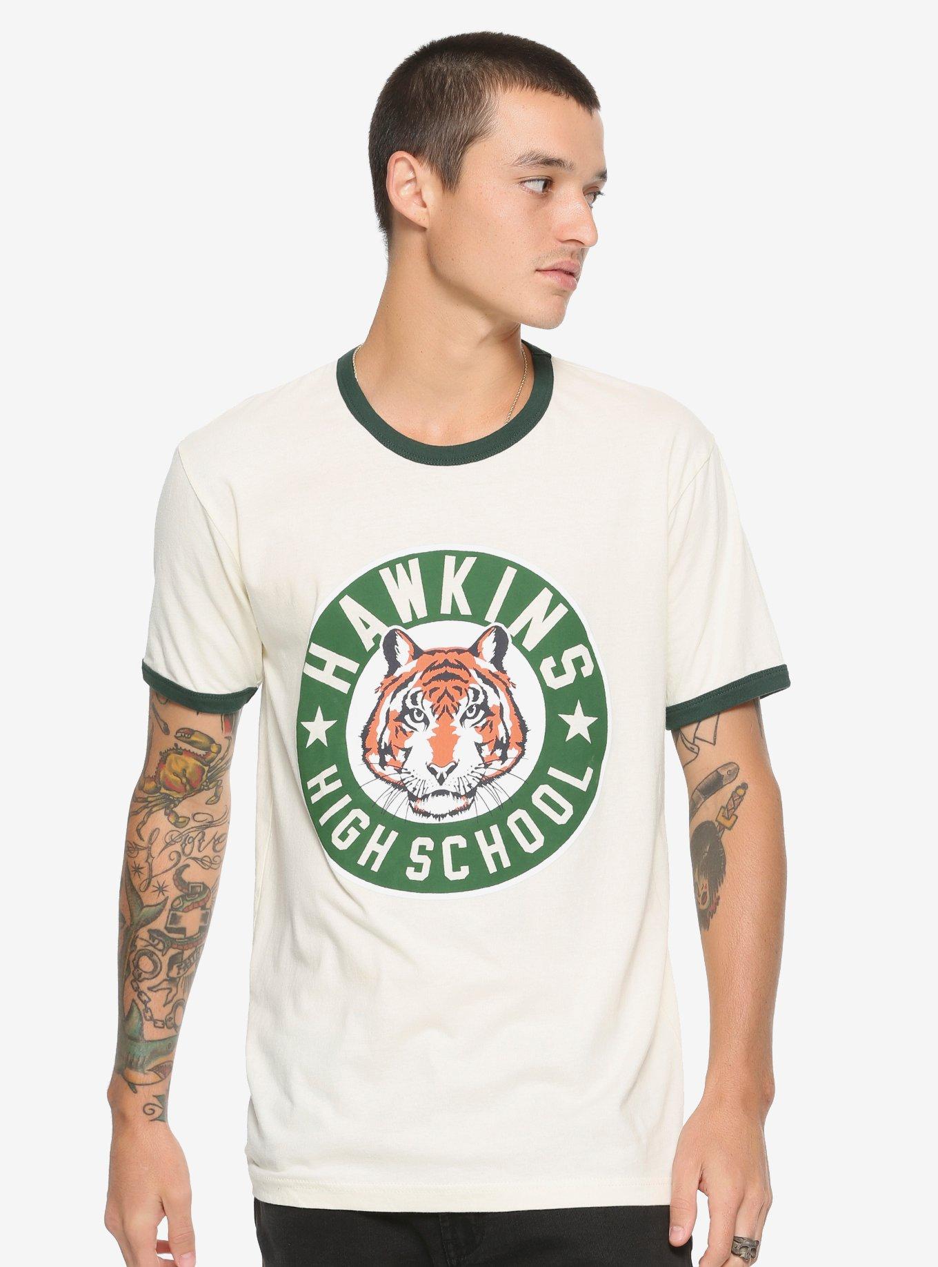 Stranger Things Hawkins High School Ringer T-Shirt Hot Topic Exclusive, BLACK, alternate