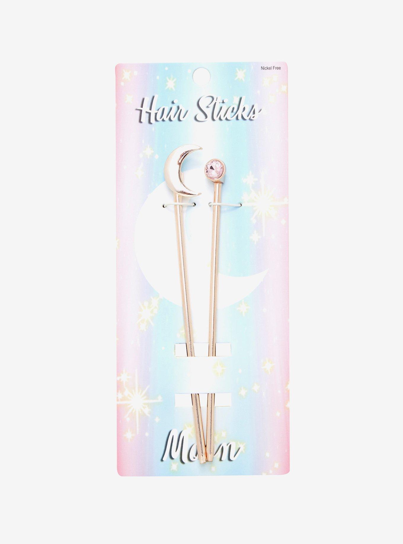 Galaxy Moon Pink CZ Hair Wand Set, , alternate