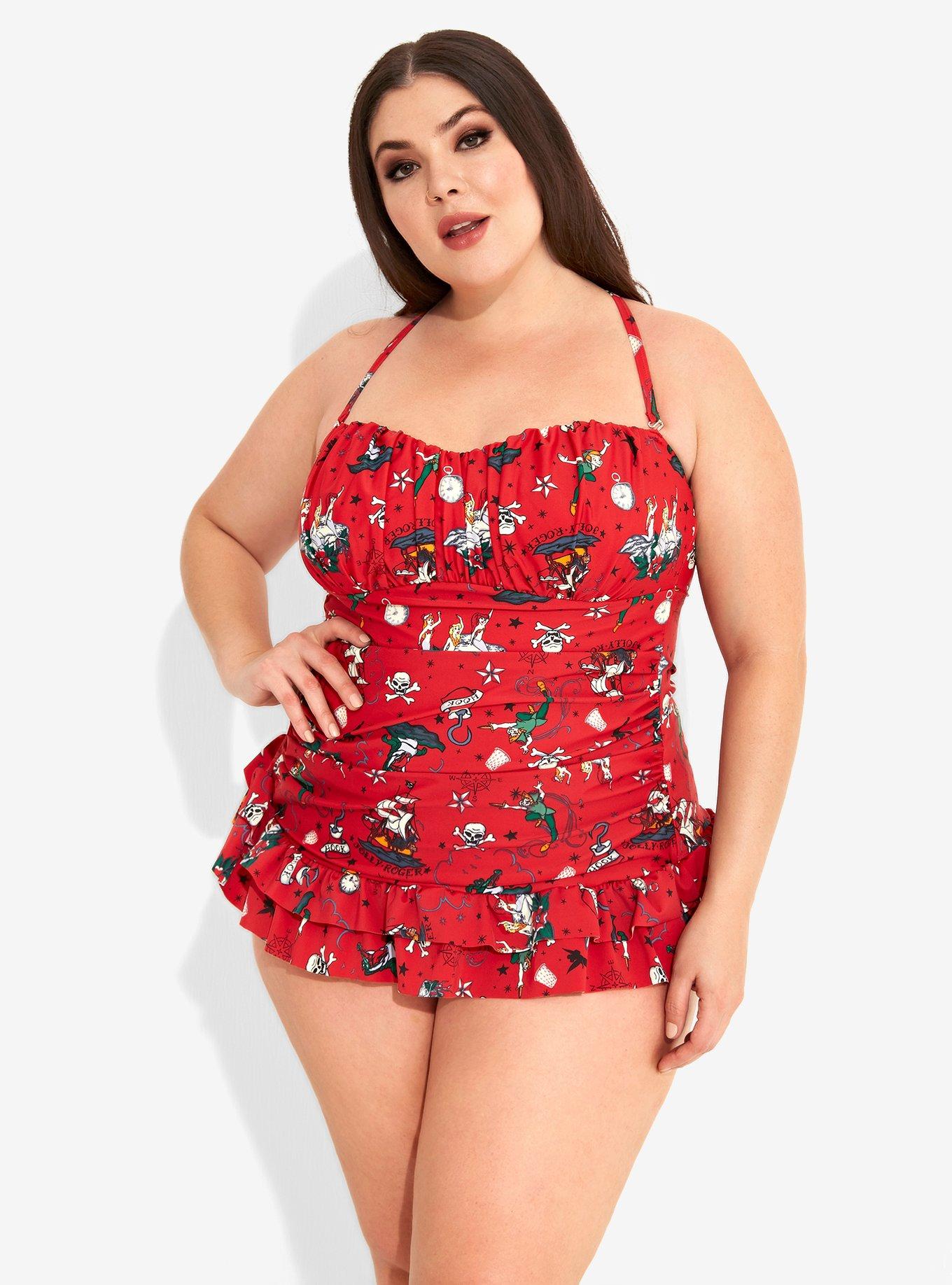 Disney Peter Pan Pirate Tattoo Retro Swimsuit Plus Size, , alternate