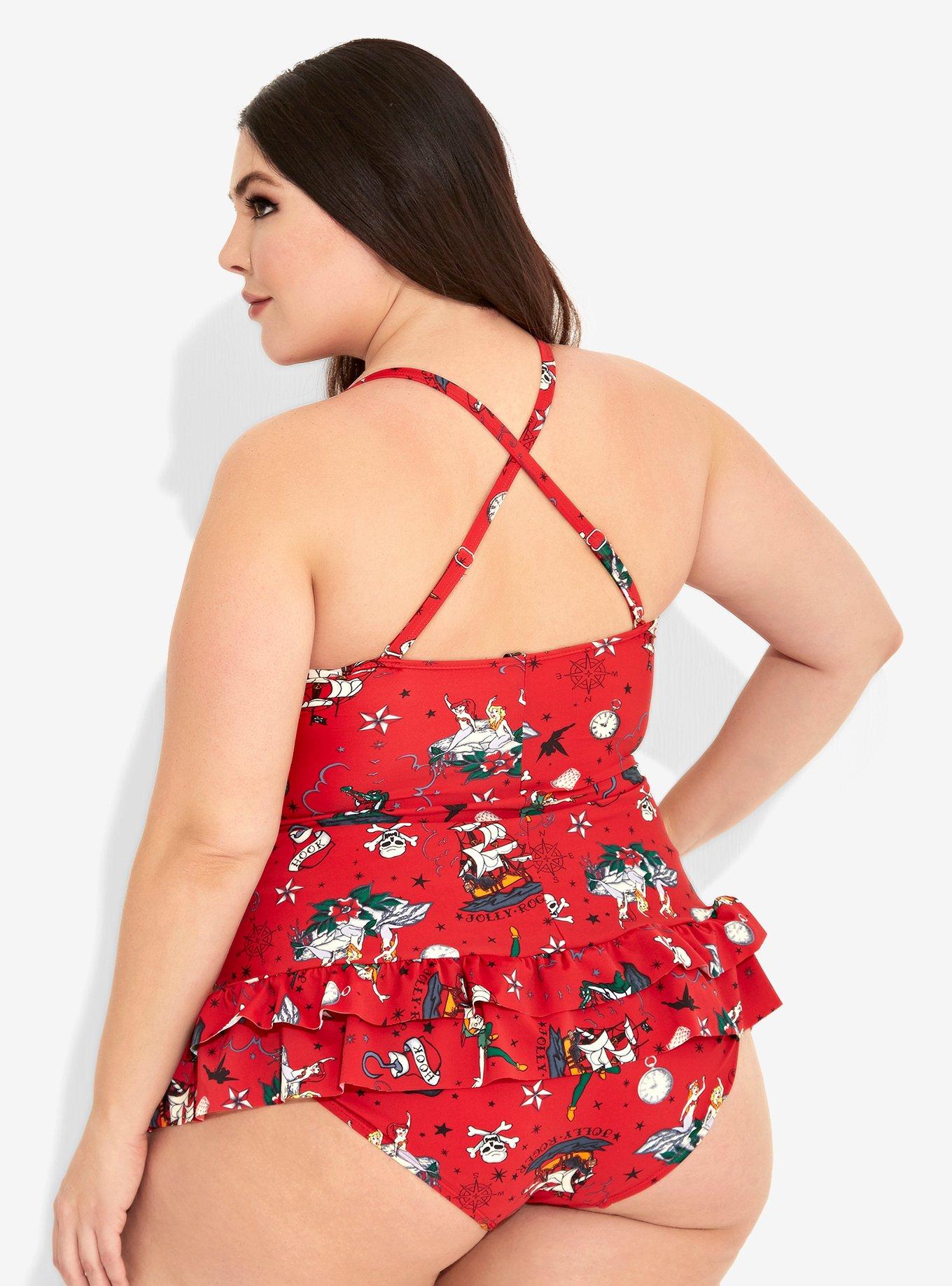 Disney Peter Pan Pirate Tattoo Retro Swimsuit Plus Size, , alternate