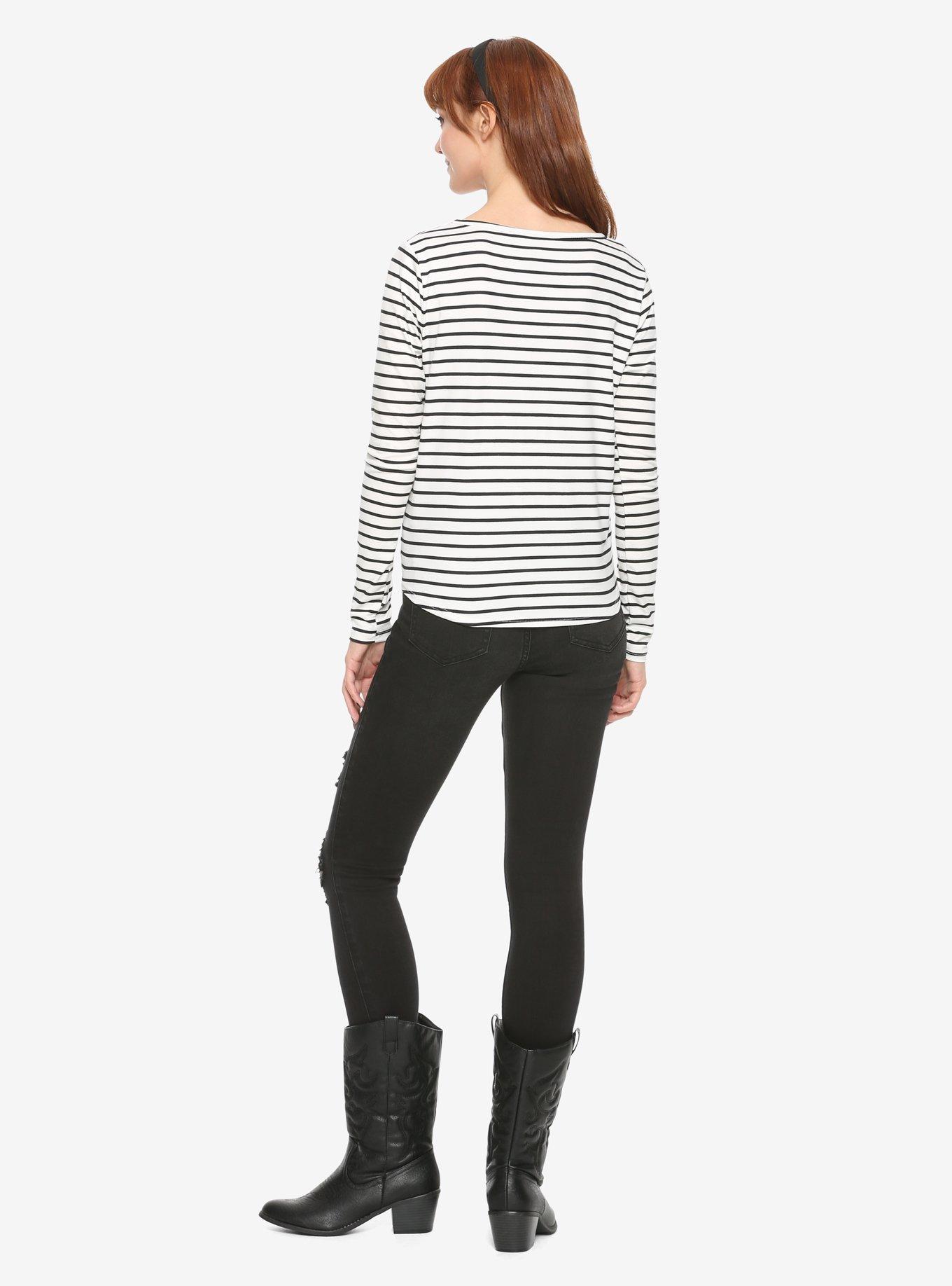 Polly & Esther Striped Tie Front Girls Top, , alternate