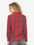 Red & Grey Plaid Tie-Front Girls Woven Button-Up, PLAID, alternate