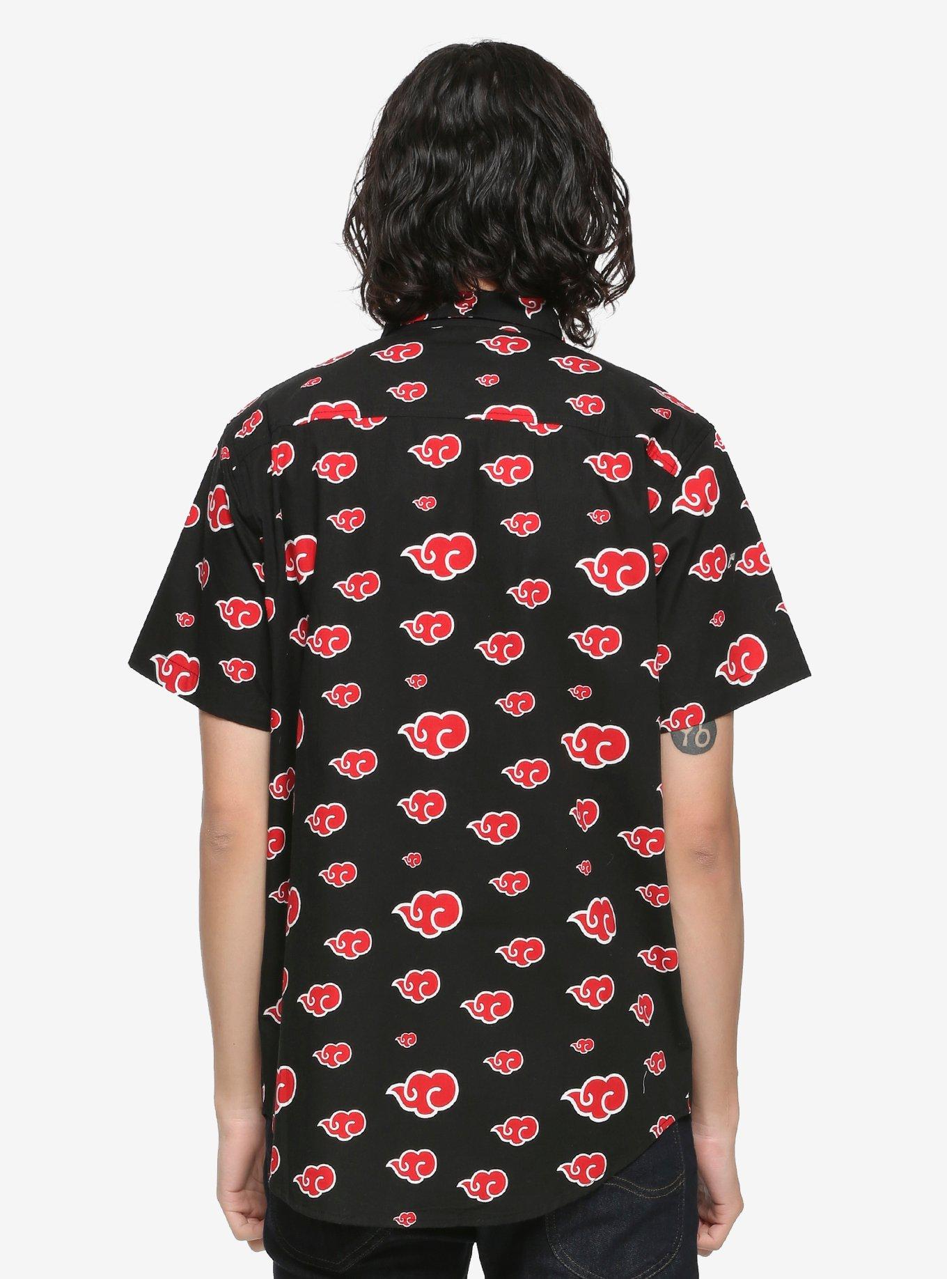 Naruto Akatsuki Cloud Allover Print Woven Button-Up - BoxLunch Exclusive, BLACK, alternate