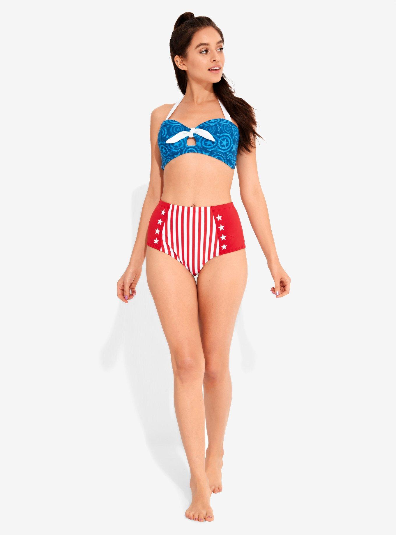 Her Universe Marvel Captain America Swim Bottoms, RED  WHITE, alternate