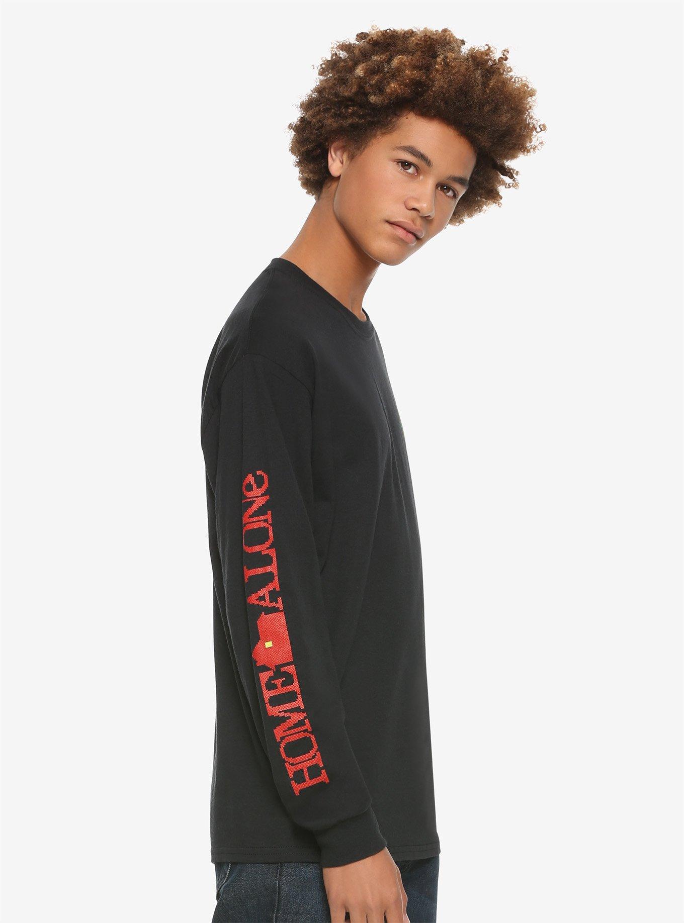 Home Alone Wreath Long-Sleeve T-Shirt, BLACK, alternate