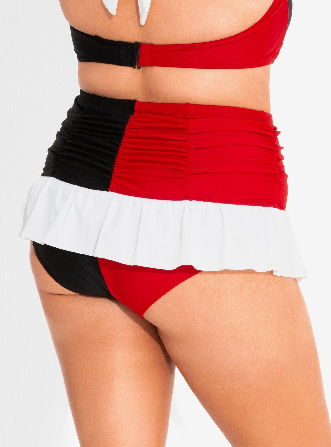 Her Universe DC Comics Harley Quinn Ruched Skirted Swim Bottoms Plus Size, , alternate