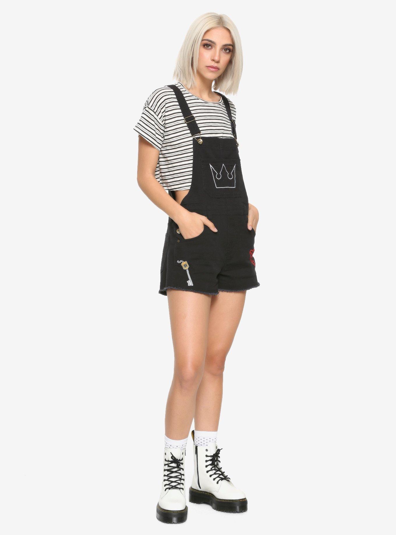 Disney Kingdom Hearts III Symbols Shortalls Hot Topic Exclusive, BLACK, alternate