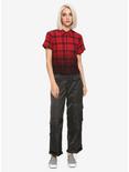 Disney Kingdom Hearts III Axel Plaid Girls Crop Woven Button-Up Hot Topic Exclusive, , alternate