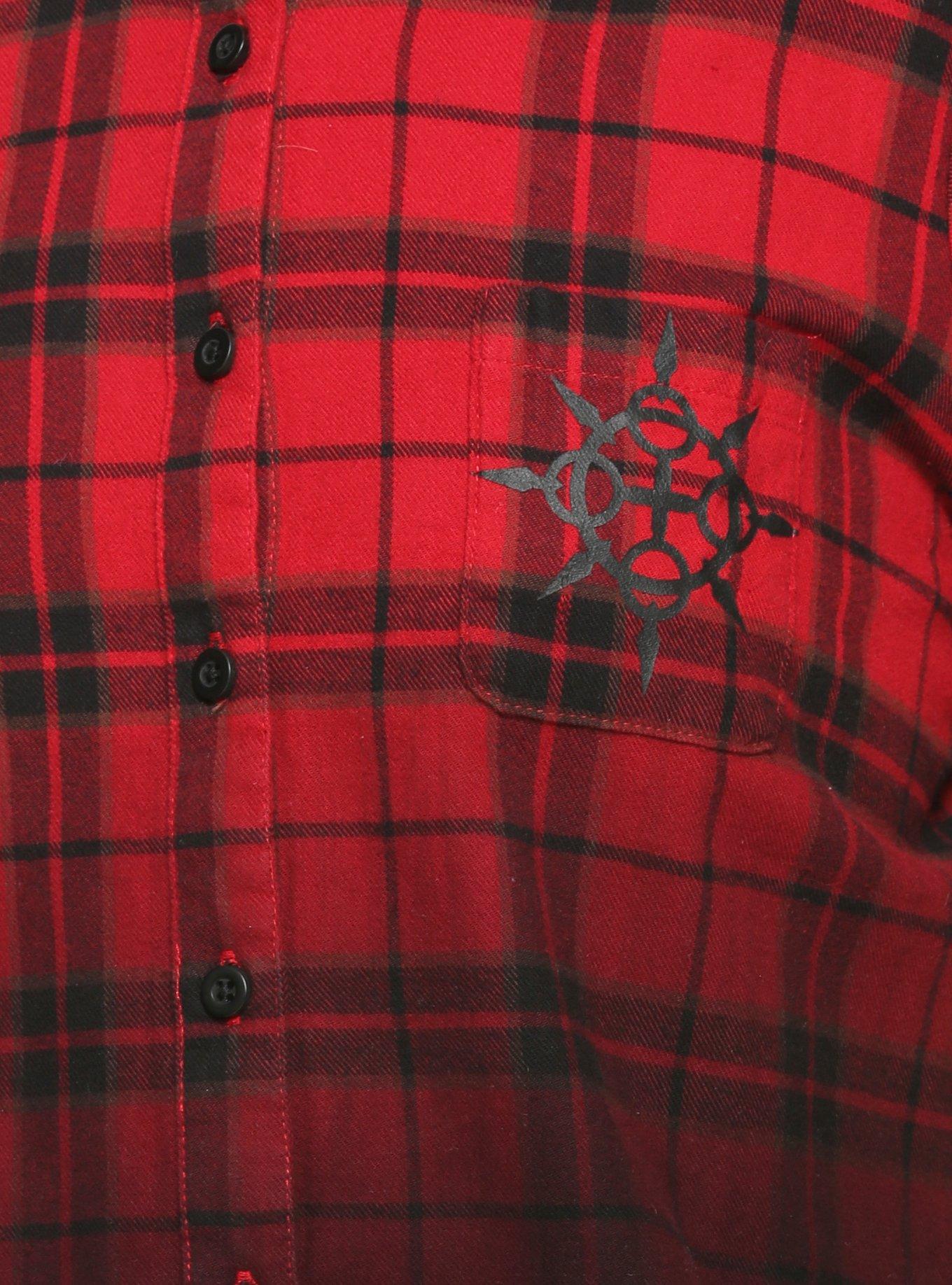 Disney Kingdom Hearts III Axel Plaid Girls Crop Woven Button-Up Hot Topic Exclusive, , alternate