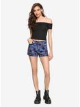 Blue & Purple Galaxy Hi-Rise Skinny Shorts With Slits, MULTI, alternate