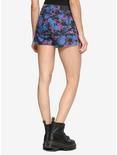 Blue & Purple Galaxy Hi-Rise Skinny Shorts With Slits, MULTI, alternate