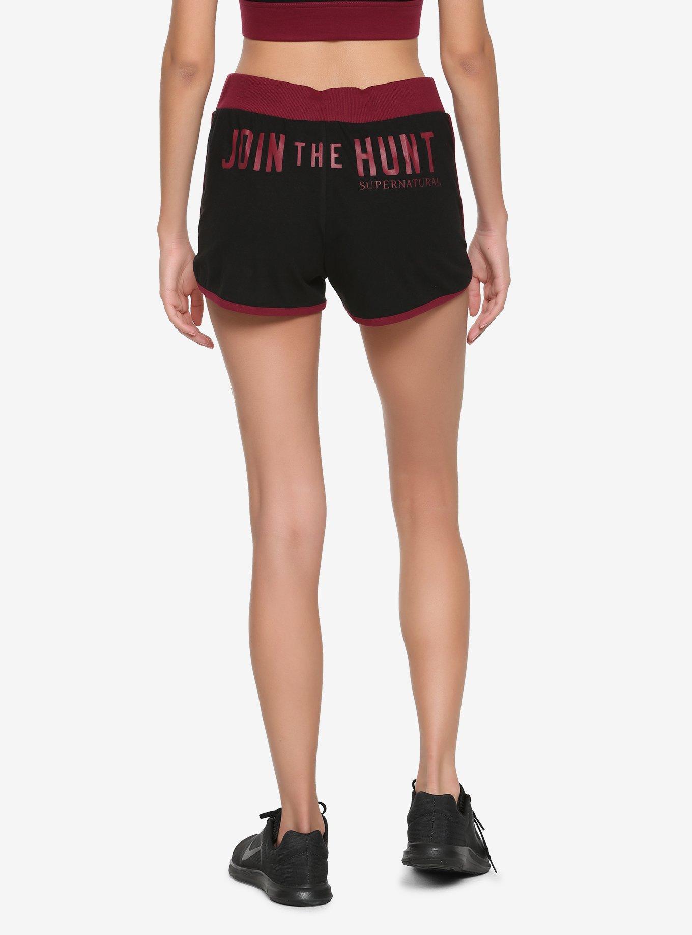 Supernatural Maroon & Black Join The Hunt Girls Soft Shorts, BLACK, alternate