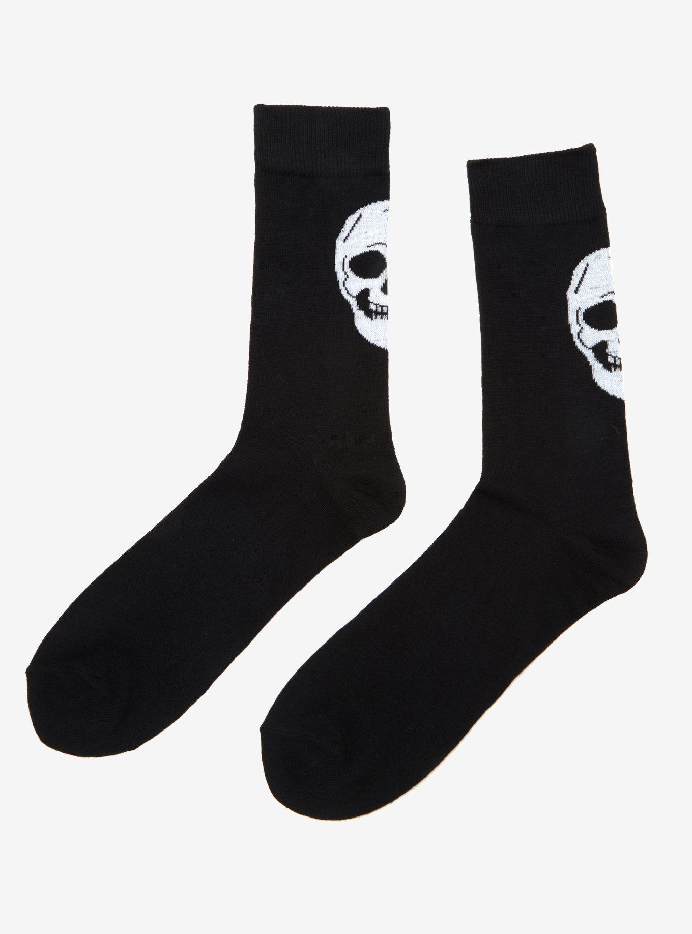 Trick Or Treat Skull Crew Socks, , alternate