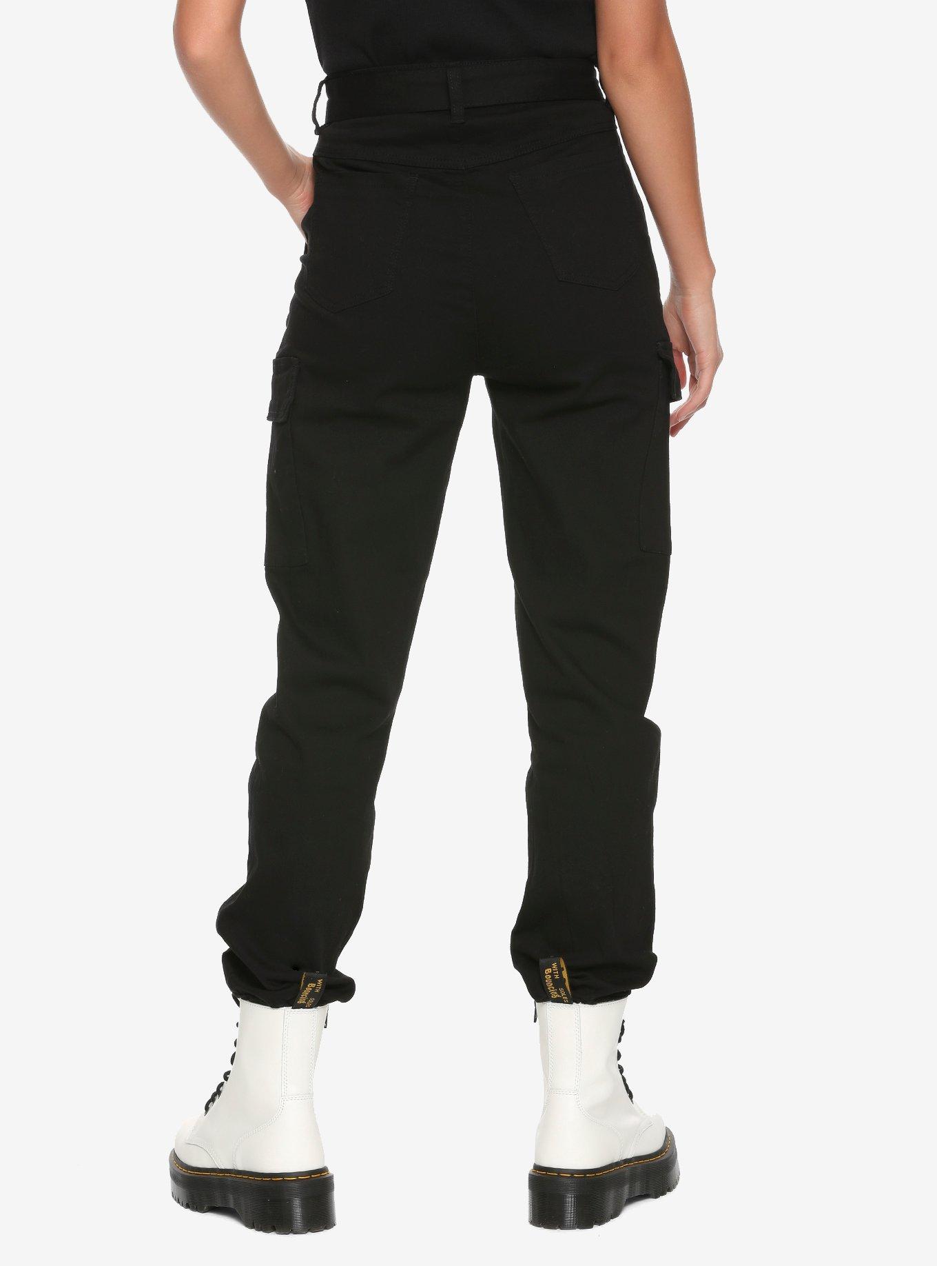 Almost Famous Buckle Cargo Girls Jogger Pants, BLACK, alternate